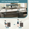 thumbnail image 3 of Bestier 60" L Shaped Desk with Power Outlets & Drawer, Lift Top Corner Computer Desk with Storage Shelves, Large Workstation for Home ,Gray, 3 of 10