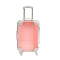 Mini Transparent Suitcase with 360° Wheels - 6.89in Puzzle Simulation Storage Case for Travel/Home Decor, Portable Carry-On Organizer (Pink)​