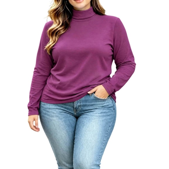 NominalSnug Plus Size Turtleneck Tops for Women Long Sleeve Shirts High Neck Base Layer Top Soft Warm Undershirts