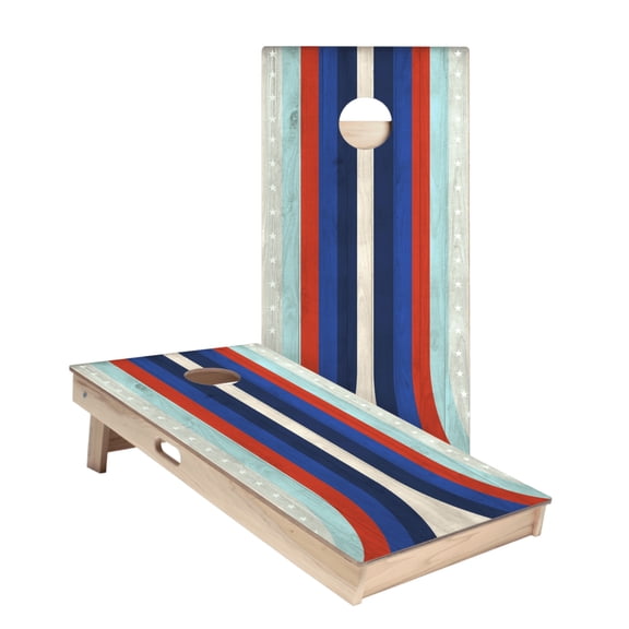 American Moto Curved Stripes Star Cornhole Boards