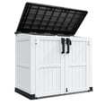 thumbnail image 4 of Nihsuao Store-It-Out Midi Horizontal Durable 36 Cu.ft Resin Outdoor Storage Shed With Heavy Duty Floor and Locking Latch, for Lawnmowe, Garden Tools, Black & White, 4 of 7