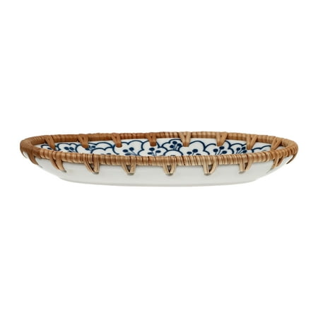 

NUOLUX 1 Pc Japanese-style Rattan Fruit Dessert Plate Creative Ceramic Tableware