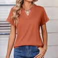 thumbnail image 7 of Short Sleeve Tops for Women Solid Color V Neck Tops 2026 Summer Casual Shirts Work Blouses Business Tunic Top Orange XL, 7 of 7