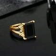 thumbnail image 4 of Gem Stone King 18K Yellow Gold Plated Silver Black Onyx and White Moissanite Engagement Ring for Women (6.63 Cttw, Gemstone December Birthstone, Emerald Cut 14X10MM, Size 7), 4 of 5