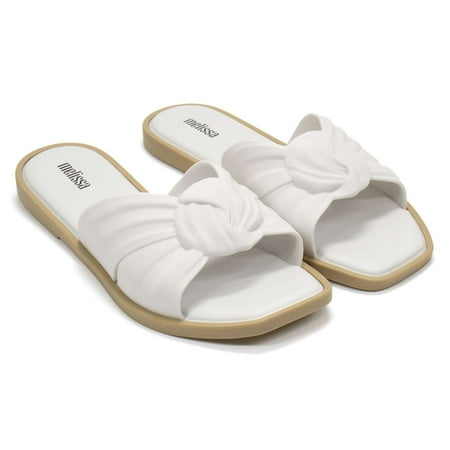 

Melissa Women s Plush Sandals Beige \ White 8 M US