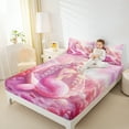 thumbnail image 4 of Manfei Chic Mermaid Queen Sheet Sets,Ocean Animal Flat Sheet,Pink Fairy Tale Queen Fitted Sheet For Girls,Ultra Soft Home Decor,4pcs, 4 of 7