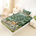 thumbnail image 4 of Manfei Lovely Deer Twin Sheets,Kawaii Rabbit Bedding,Green,3-Piece,1 Fitted Sheet and 1 Pillowcase, 4 of 6