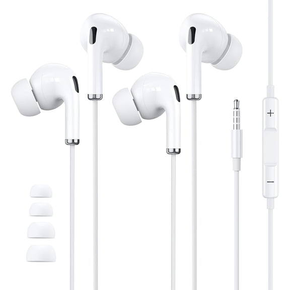 Pack for Earbuds Wired, 3.5mm Headphones with Mic [MFi Certified] Volume Control HiFi Stereo Compatible with Chromebook, Galaxy S10, Switch, Portable CD Player