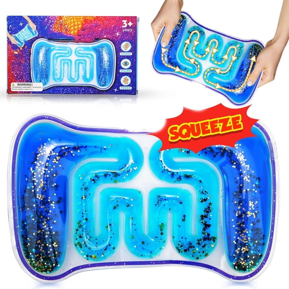 Squishy Sensory Toys, Fidget Toys with Filled Goo Glitter for Calming Down Classroom