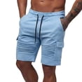 thumbnail image 2 of Thousandth Men's Summer Vacation Casual Lightweight Elastic Waist Outdoors Set Pocket Solid Color Drawstring Running Pants Bandage Fashionable Athletic Shorts, 2 of 6