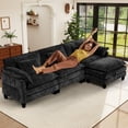 thumbnail image 6 of JONPONY 111" Cloud Couch,L Shaped Modular Sectional Sofa with Movable Ottoman, Deep Seat Sleeper Couches for Living Room,Chenille Black, 6 of 8