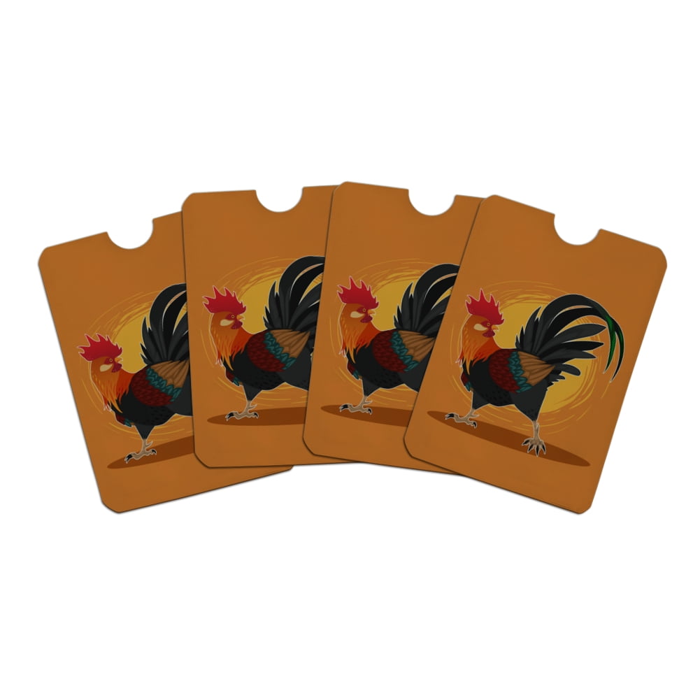 Colorful Garden Rooster Hen Leather Passport Holder Cover Case Blocking Travel Wallet 