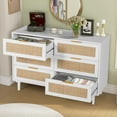 thumbnail image 4 of LAZZO 6-Drawer Rattan Dresser, Modern Chest of Drawers, Wooden Storage Organizer for Bedroom, Living Room & Hallway, White, 4 of 8