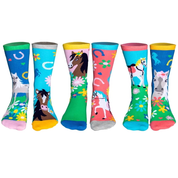 United Oddsocks calcetines para niños, 6 calcetines individuales - caja de regalo, calcetines con motivos Giddy Up 30,5-39