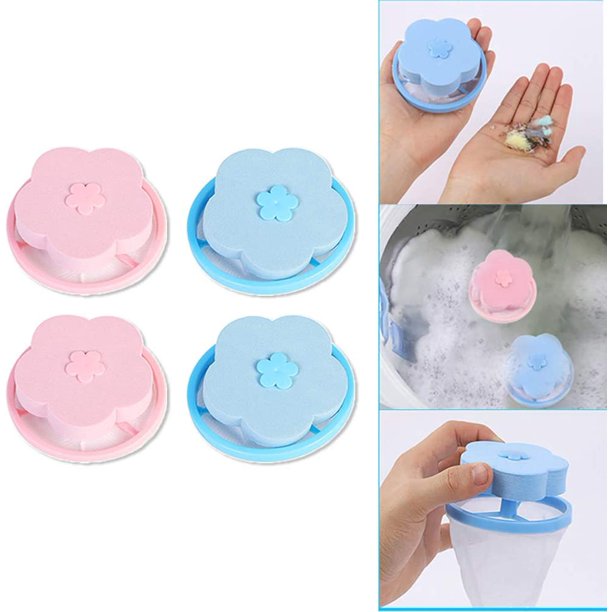 4pcs Poils Animaux Nettoyage Outil, Poils d'animaux Machine à Laver, Filtre de Cheveux Net Flottante Outil de Nettoyage, Filtre à Cheveux pour Nettoyer Poils d'Animaux Domestiques...