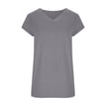 thumbnail image 5 of Pxxlle Summer Tops for Women Casual Cap Sleeve T Shirts Loose Fit V Neck Shirt Solid Color Basic Tees for Beach Vacation Gray L, 5 of 7