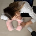 thumbnail image 6 of U-Shaped Pillow 11.8×9.8in With Pillow Core Comfortable Soft Invisible Zipper For Daily Travel Driving Office Pink Marble_4, 6 of 8