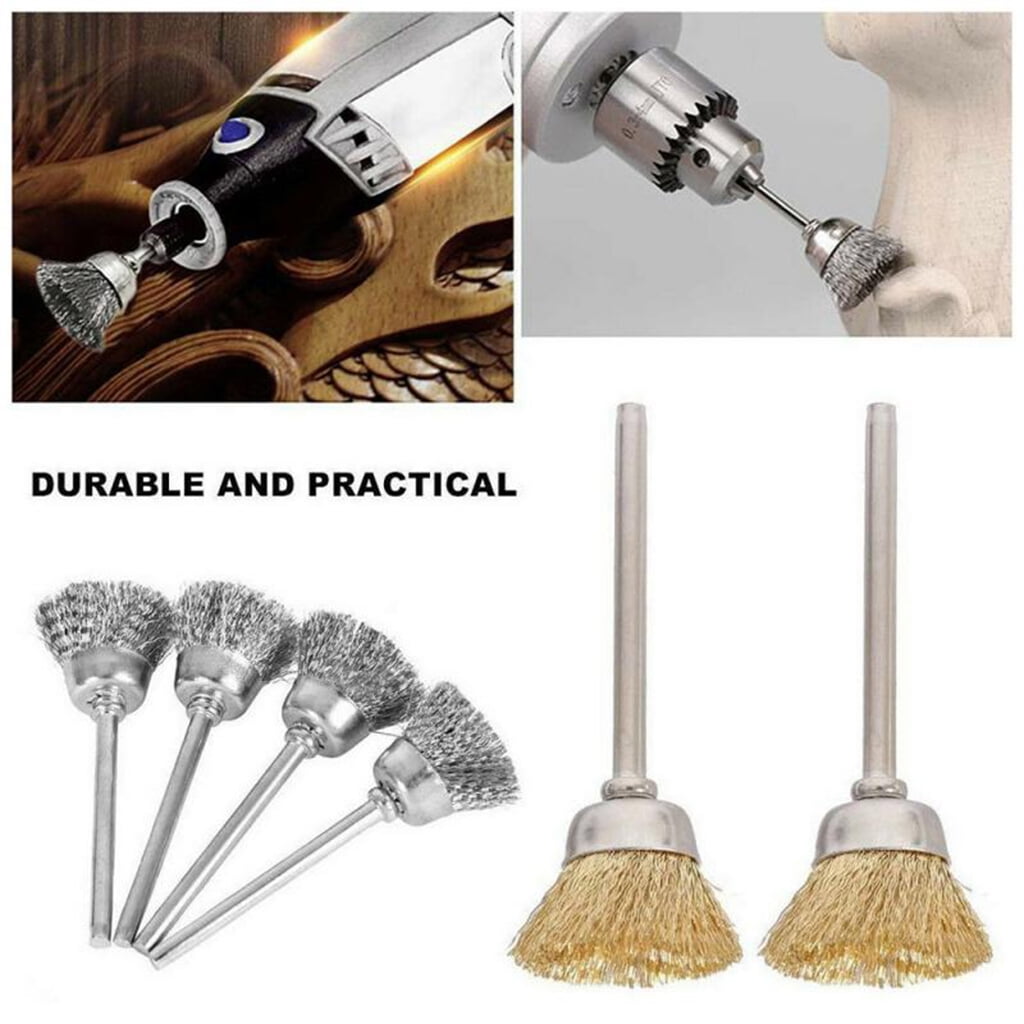 Brosse Métallique Rotative Pour Perceuse - Tige Longue, Tête Fine - Nettoyage Rouille Et Polissage Zones Difficiles