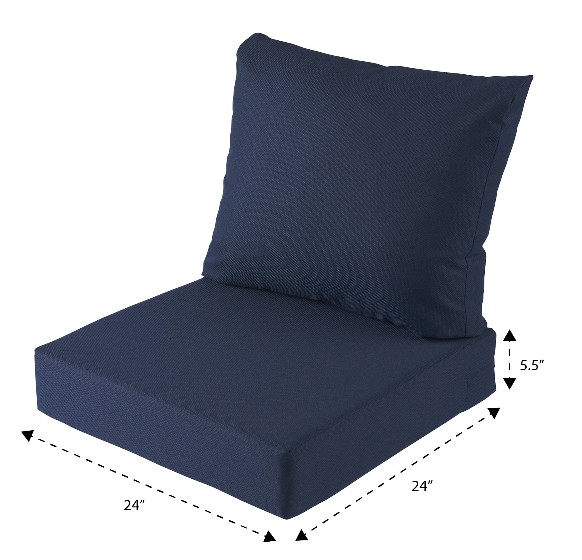 Better Homes & Gardens 24"x 24" Outdoor Deep Seat Cushion, 2-Piece, Navy