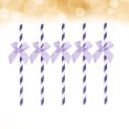 thumbnail image 2 of KAKOWELY 30 pajitas de papel con diseño creativo de lazo, exquisitas pajitas de pajarita, adornos para tartas de cumpleaños, suministros para fiestas (morado), 2 of 4