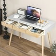 thumbnail image 4 of Patiojoy Computer Desk with Storage 40" Wood Modern Writing Desk with 3 Drawers Rubber Wood Legs Computer Desk Study Desk, 4 of 9