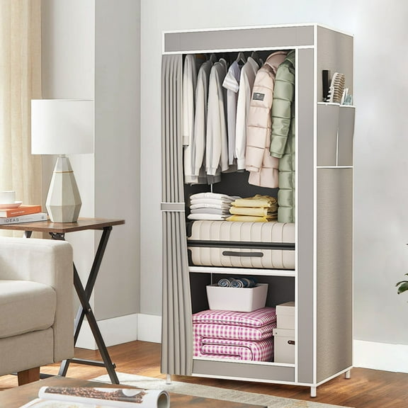Portable Closet,Portable Wardrobe Closet for Small Room,Clothing Organizer Storage Rack with Non-woven Fabric Cover,Standing Closet,Storage Closet for Bedroom - Quick and Easy Assembly