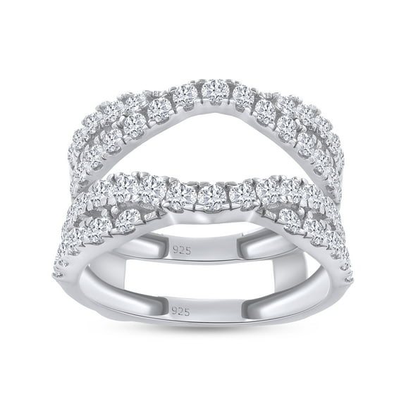 AFFY 0.85CT Moissanite Diamond Infinity Wedding Ring Guard Enhancer in 14K White Gold over Silver-5