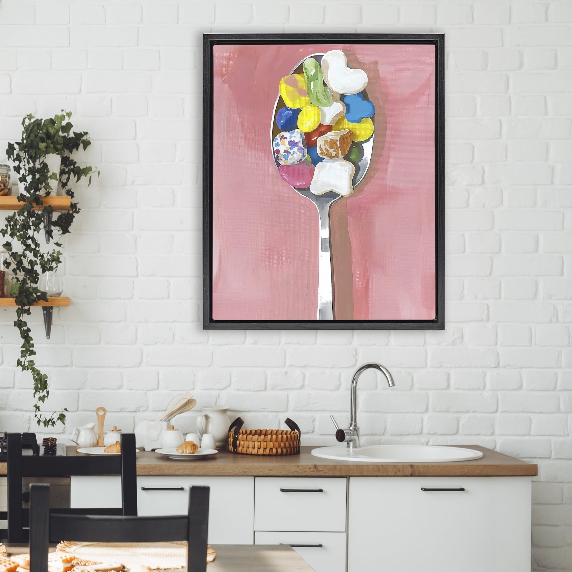 Stupell Industries Nostalgic Fun Breakfast Spoon Black Framed Floater Canvas Wall Art, design by The Prints Vibe