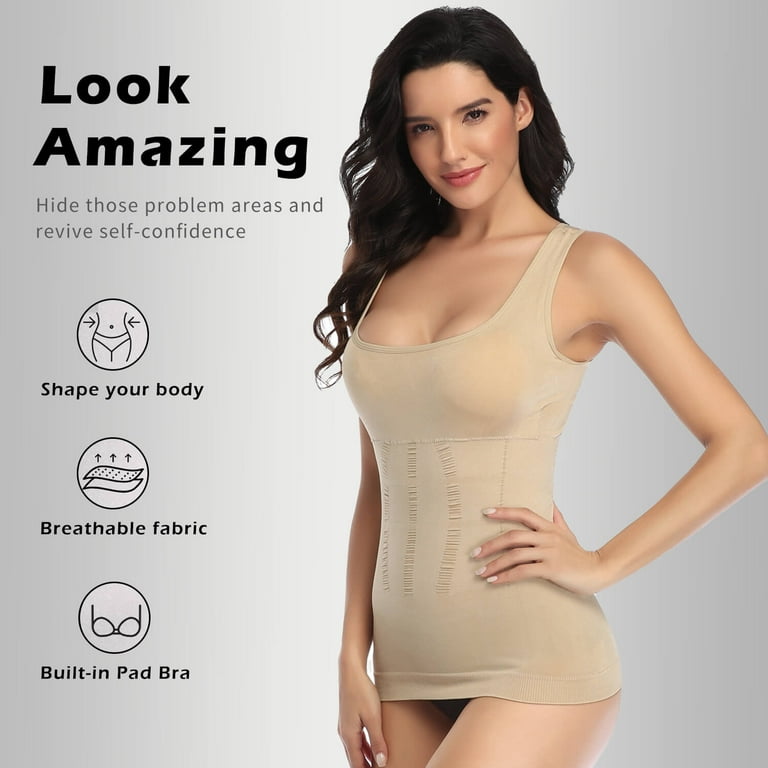 Vaslanda Women's Seamless Camisole Tummy Control Tank Top Slimming