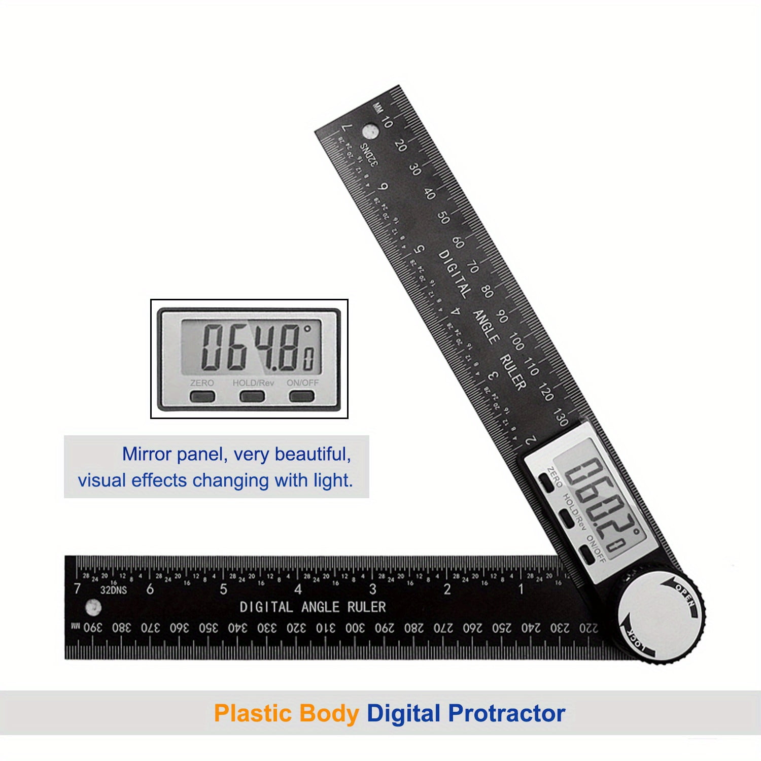 Digital Angle Finder Protractor, 2 In 1 Angle Finder Ruler With 7 Inch/200mm, Angle Measuring Tool For Woodworking/Carpenter/Construction/DIY Measurement