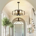 thumbnail image 4 of 4-Light Black Gold Farmhouse Chandelier Dining Room Light Chandelier Geometric Lantern Pendant Light, 4 of 7