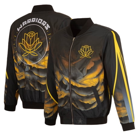Men s JH Design Black Golden State Warriors 2022/23 City Edition Full-Zip Nylon Bomber Jacket