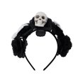 thumbnail image 2 of Gothic Halloween Headband, Halloween Party Decorations for Adults Spooky Skull Rose Accessory, Day of The Dead Themed Sugar Skull Headwear, Haunted House Decorations Dark Accent,, 2 of 4