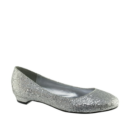 Benjamin Walk 415WO_06.0 Tamara Glitter Wide Shoes in Silver - Size 6