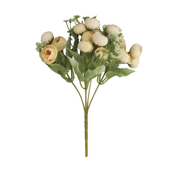 Artificial Flower Eye-catching Fade Resistant Faux Silk Flower 15 Heads Blossom Faux Rose Flower Wedding Supplies for Home