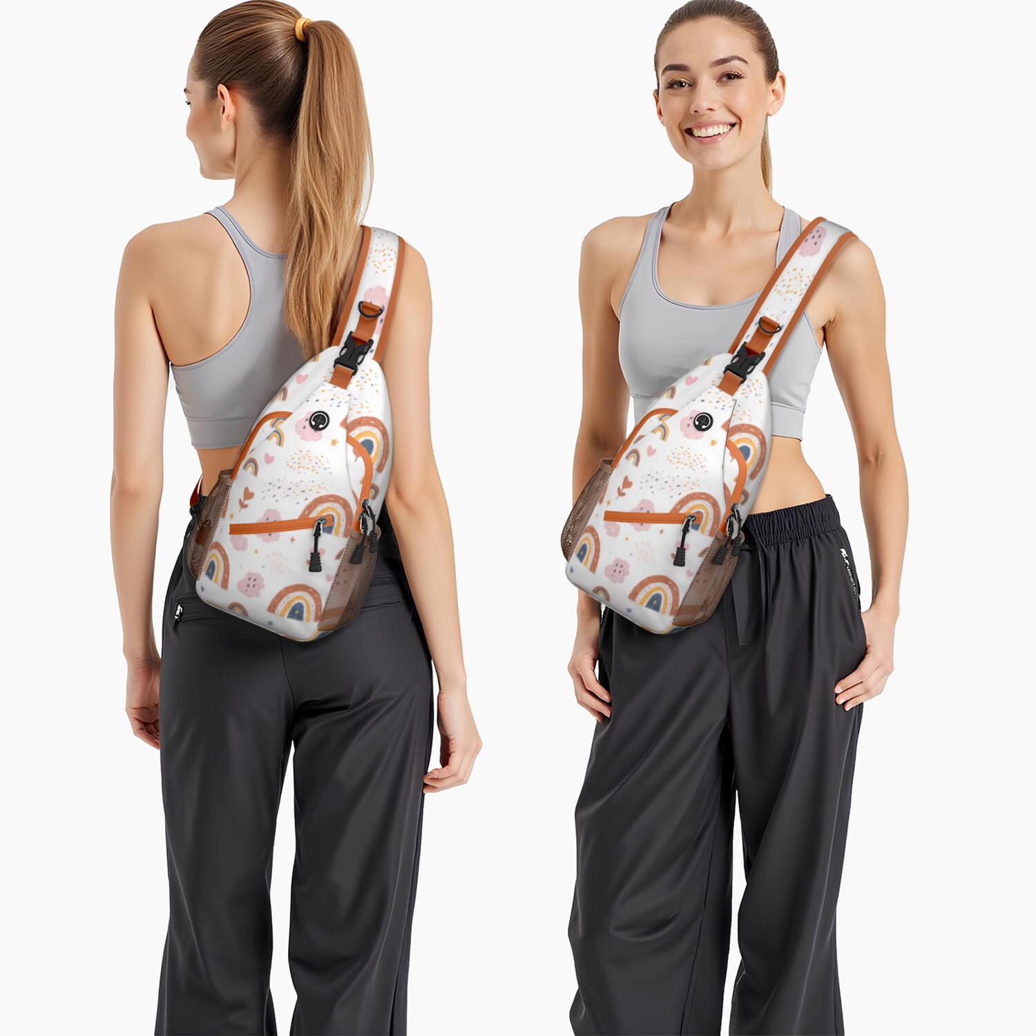 Crossbody Sling Bag Hiking Casual Sport Daypack Rainbow Cartoon () Crossbody Bag for Travel Hiking Bag for Women Men