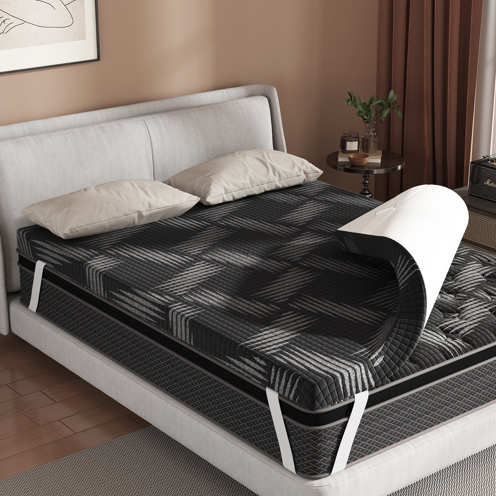 Memory Foam Mattress Topper Queen Size, 3 Inch Gel Infused Cooling Mattress Pad with Breathable Bamboo Cover, Pressure Relief & Machine Washable Bed Topper 60"x80"