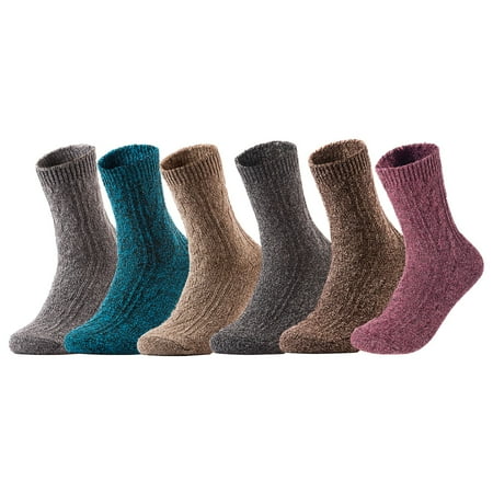 Women's 6 Pairs Ultralight Breathable Cozy Wool Crew Socks. Sweat Absorbent Great Activewear for Fun Sports Size 6-9 HR16136 Pairs Pack 7 No Coffee