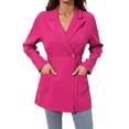 thumbnail image 1 of Gibobby Blazer de mujer casual Chaquetas blazer largo para mujer estilo casual para negocios para trabajo profesional oficina bolsillos con solapa(Rosa caliente,CH), 1 of 5