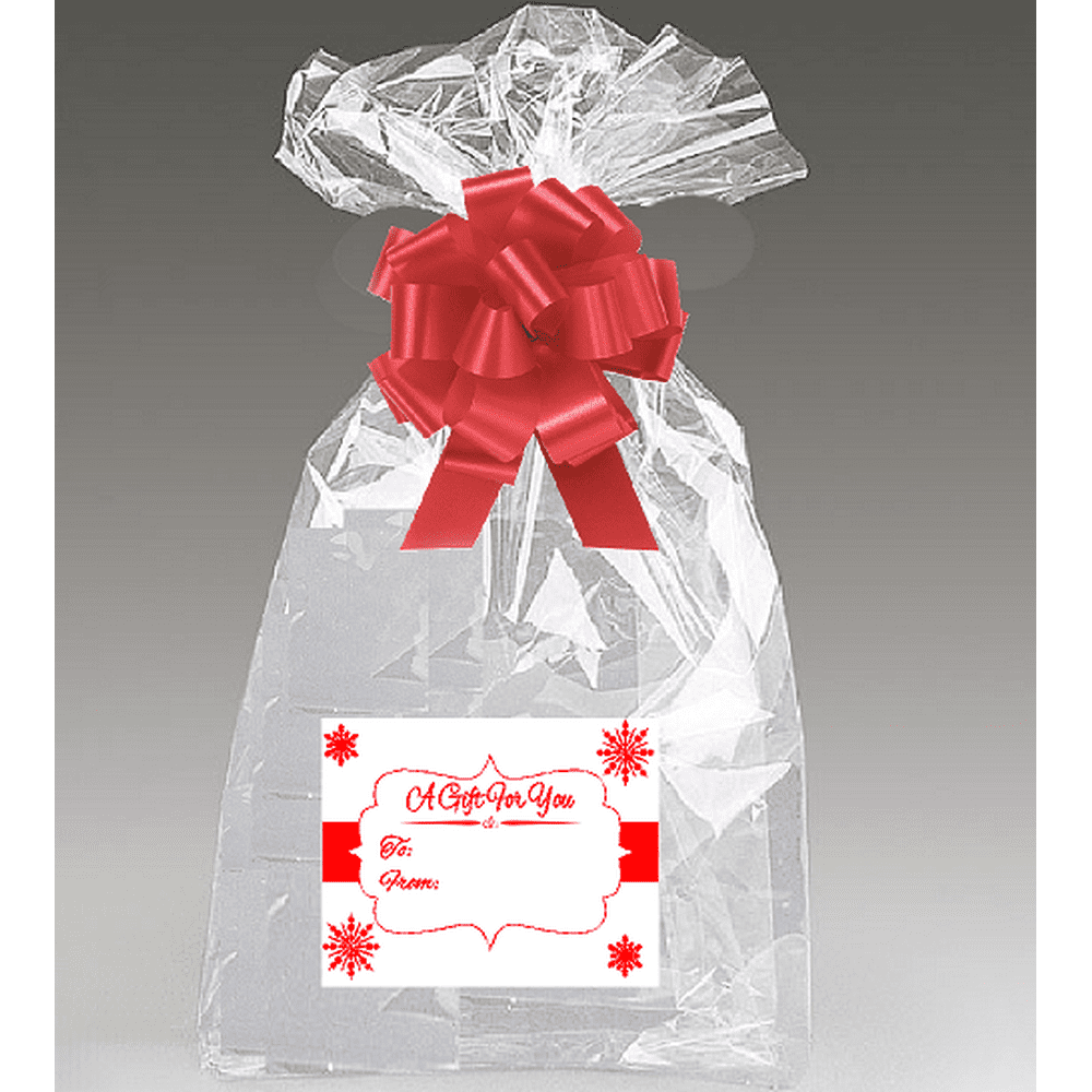 2pack 30x 40 Cellophane Gift Basket Bags with Bow and Red / White