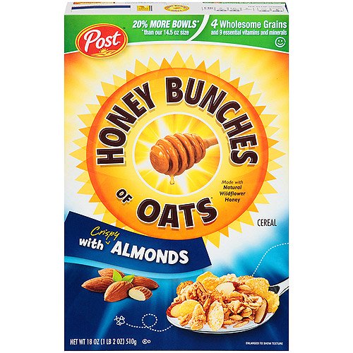 Honey Bunches of Oats with Almonds, Heart Healthy, Low Fat, made with