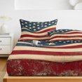 thumbnail image 6 of Twin Sze Fitted Sheet Set - Vintage American Flag 2 Piece Bedding Sets 16" Deep Pocket Fitted Sheet with 1 Pillowcase, Blue Red White Star US Flag Brushed Microfiber Hotel Luxury Bed Sheets, 6 of 9