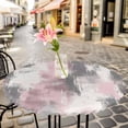 thumbnail image 3 of Pink White Gray Painting Elastic Fitted Round Table Cover Abstract Art Waterproof Outdoor Tablecloth for Holiday Party, Picnic, Patio & Dining Fits Tables Up to 45"-54", 3 of 8