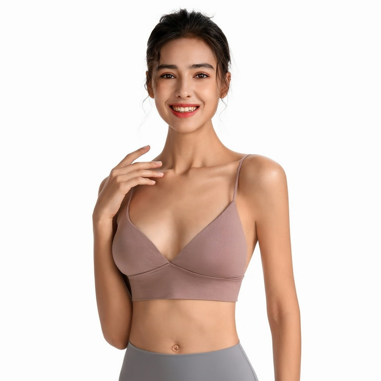 Vivianyo HD Women Bras Plus Size Woman V Cup Underwired Sleep Seamless  Underwear Soft Comfortable Bra Rollbacks Pink