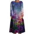 thumbnail image 1 of Vestido tipo jersey con cuello redondo y manga larga estampado a la moda para mujer Pompotops  hdfakjf4686, 1 of 5