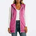 thumbnail image 6 of WTOBBY Women's Fashion Plush Vest with Zipper and Hood, Sleeveless Loose Fit Warm Jacket for Fall and Winter, Solid Color Soft Outerwear,Hot Pink L, 6 of 6