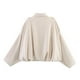 thumbnail image 2 of Chaqueta bomber Xunger de gamuza sintética para mujer, talla L, color beige, 2 of 4