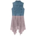 thumbnail image 7 of Fartey Womens Denim Vest Fashion Sleeveless Button Up Draped Patchwork Jacket Jean Vest with Irregular Lace Extender Hem XL, 7 of 7