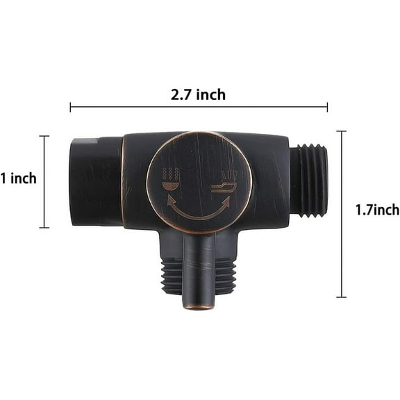 Solid Metal Shower Arm Diverter Splitter for Hand Held Showerhead and Fixed Spray Head ∣ G 1/2 3-Way Bathroom Universal Shower System Replacement Part (Oil Rubbed Bronze)