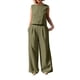thumbnail image 1 of Blusa sin mangas lisa con cuello redondo para mujer a la moda de 2 piezas + conjuntos de pantalones con bolsillos sueltos Wmkox8yi  bvn2629, 1 of 9